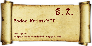 Bodor Kristóf névjegykártya