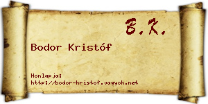 Bodor Kristóf névjegykártya